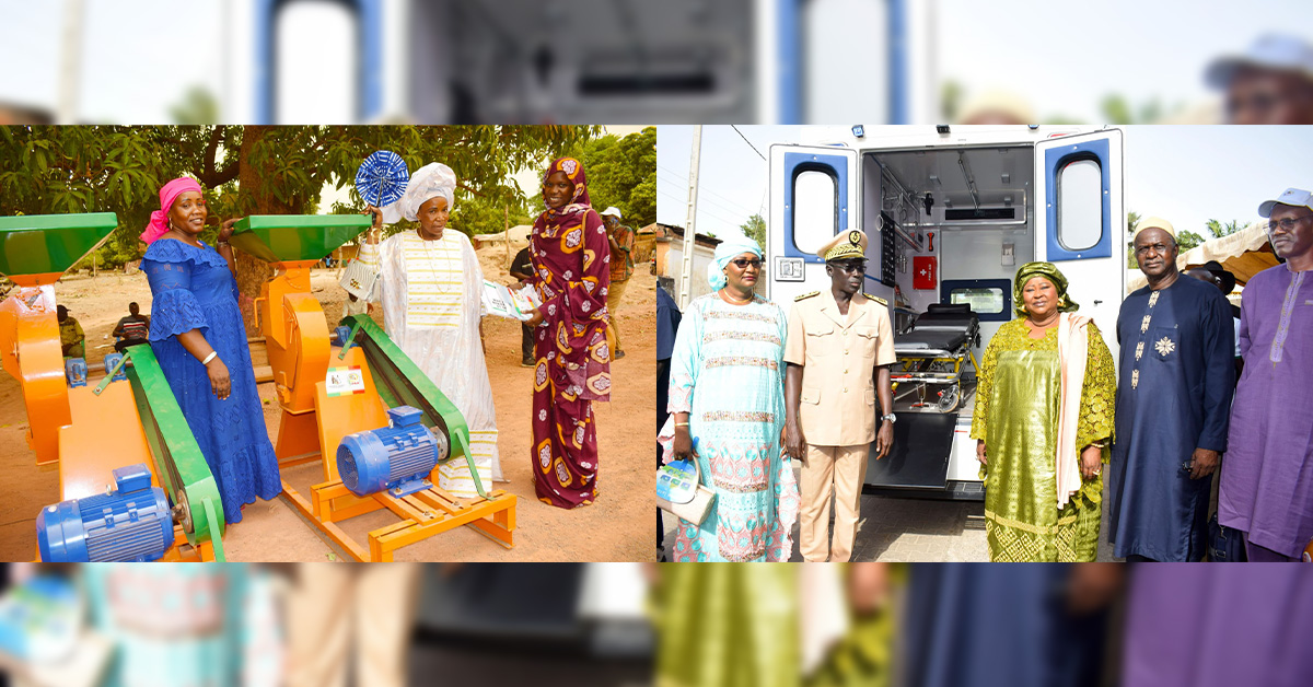 Soulagement des femmes de la région de Ziguinchor: Maimouna Dièye Ministre de la Famille et des Solidarités remet (35) moulins à mil électriques et thermiques et de deux (02) ambulances médicalisées